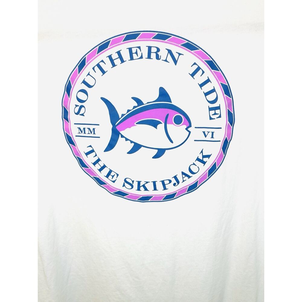 SOUTHERN TIDE L/S ORIGINAL MEDALLION SKIPJACK TEE - WHITE- WOMEN’S MEDIUM - Picture 2 of 5